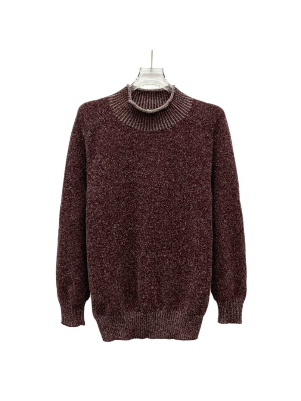 Loro Piana Burgundy Cashmere Crew-Neck Knit Sweater